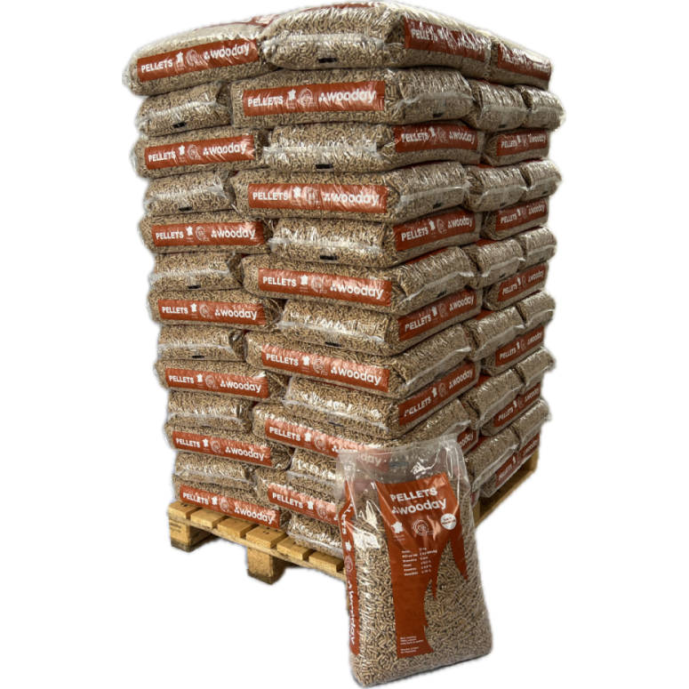 Granulés WOODAY - Palette de 65 ou 33 sacs de 15 kg Granulés WOODAY - Palette de 65 ou 33 sacs de 15 kg